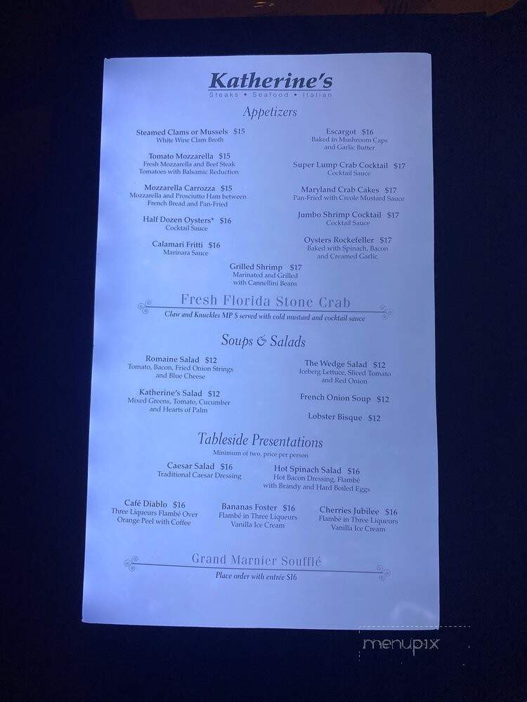 Katherine's Steakhouse - Mesquite, NV menu_pic