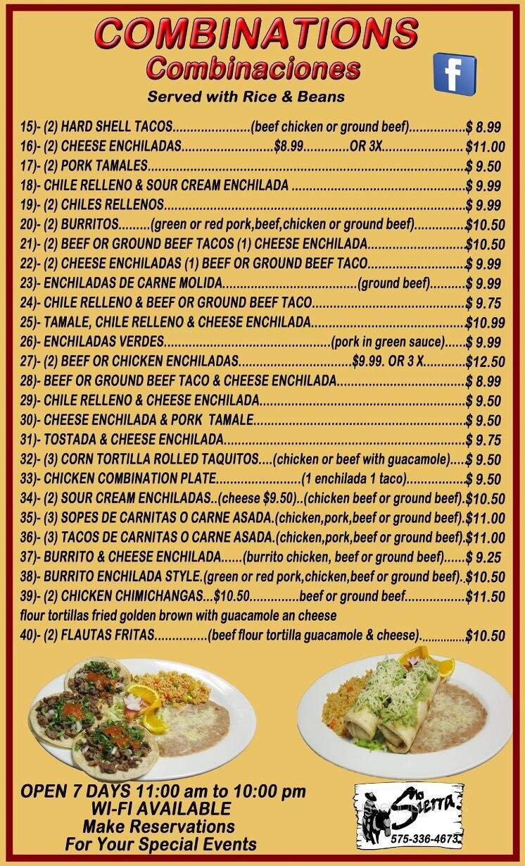 La Sierra Mexican Restaurant - Alto, NM menu_pic