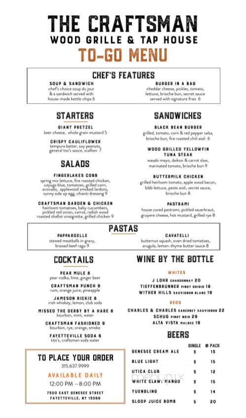 Craftsman House Restaurant - Fayetteville, NY menu_pic