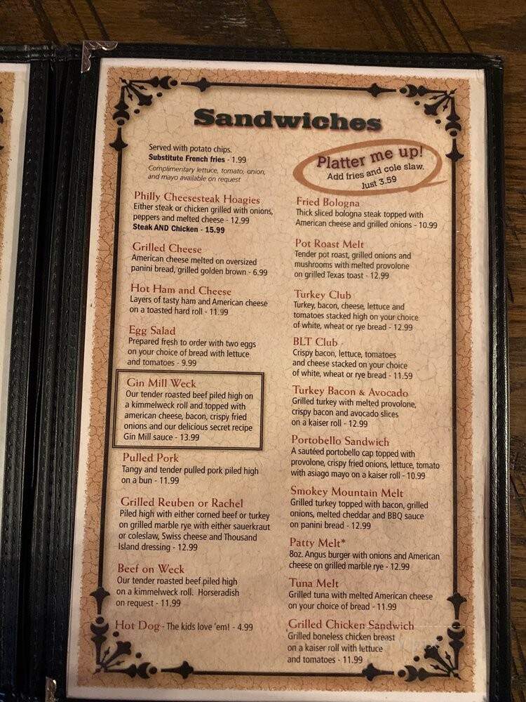 Gin Mill - Ellicottville, NY menu_pic