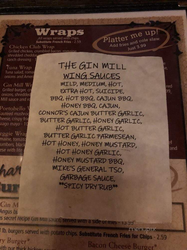 Gin Mill - Ellicottville, NY menu_pic