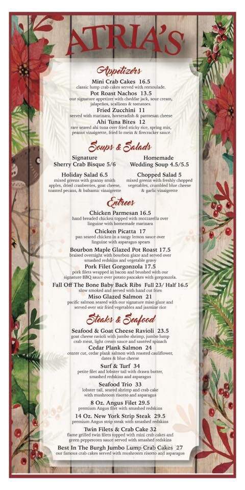 Atria's Restaurant & Tavern - Murrysville, PA menu_pic