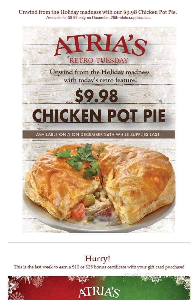 Atria's Restaurant & Tavern - Murrysville, PA menu_pic