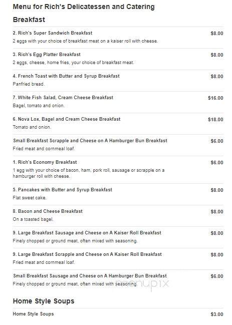Rich's Delicatessen - Fort Washington, PA menu_pic