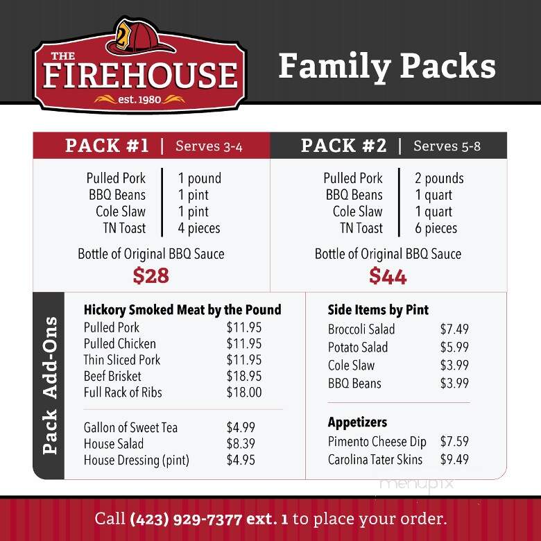 Firehouse Restaurant - Johnson City, TN menu_pic