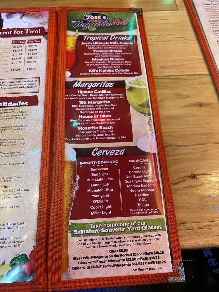 No Way Jose's Cantina - Gatlinburg, TN menu_pic