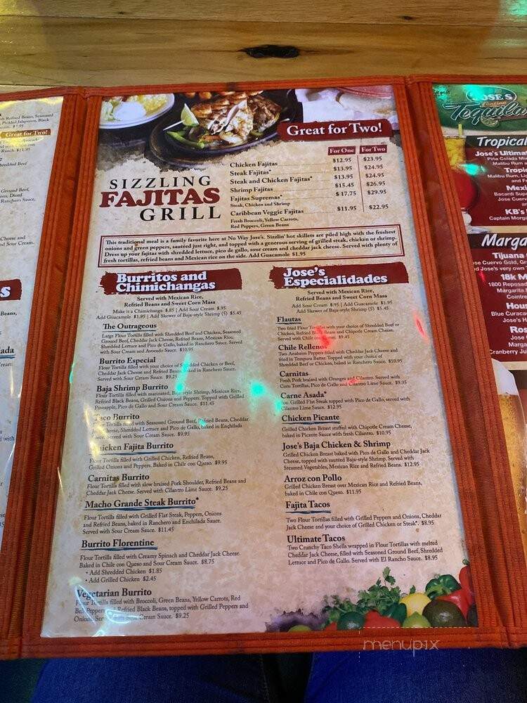 No Way Jose's Cantina - Gatlinburg, TN menu_pic