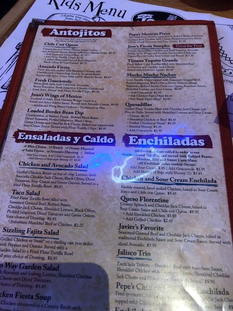 No Way Jose's Cantina - Gatlinburg, TN menu_pic