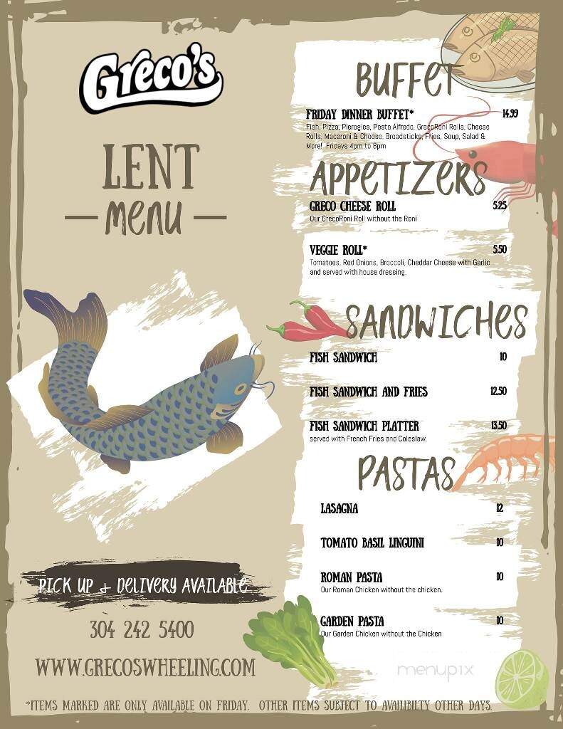 Greco's Good Italian Food - Wheeling, WV menu_pic