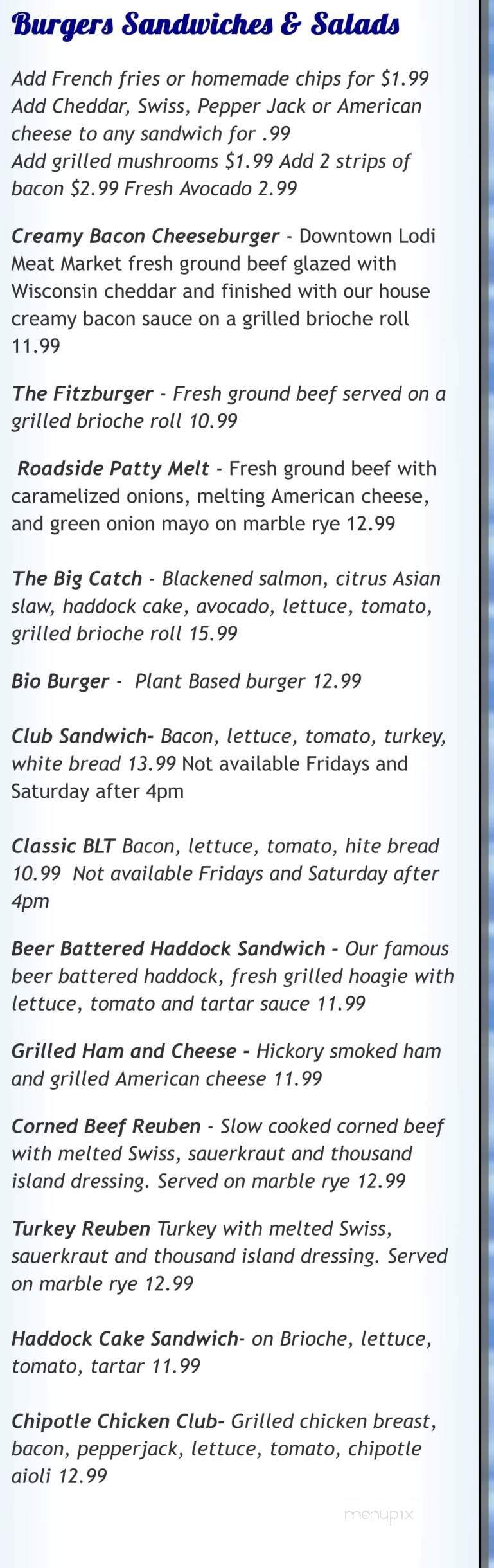 Fitz's On The Lake - Lodi, WI menu_pic