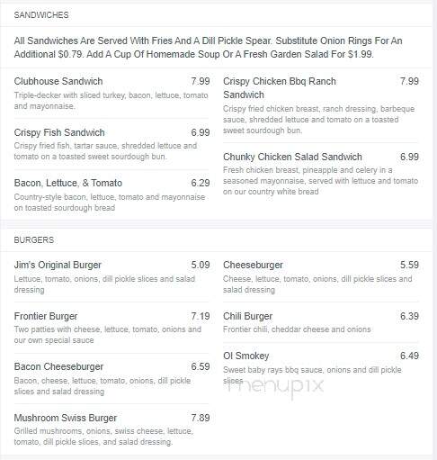 Jim's Restaurant - Niagara, WI menu_pic