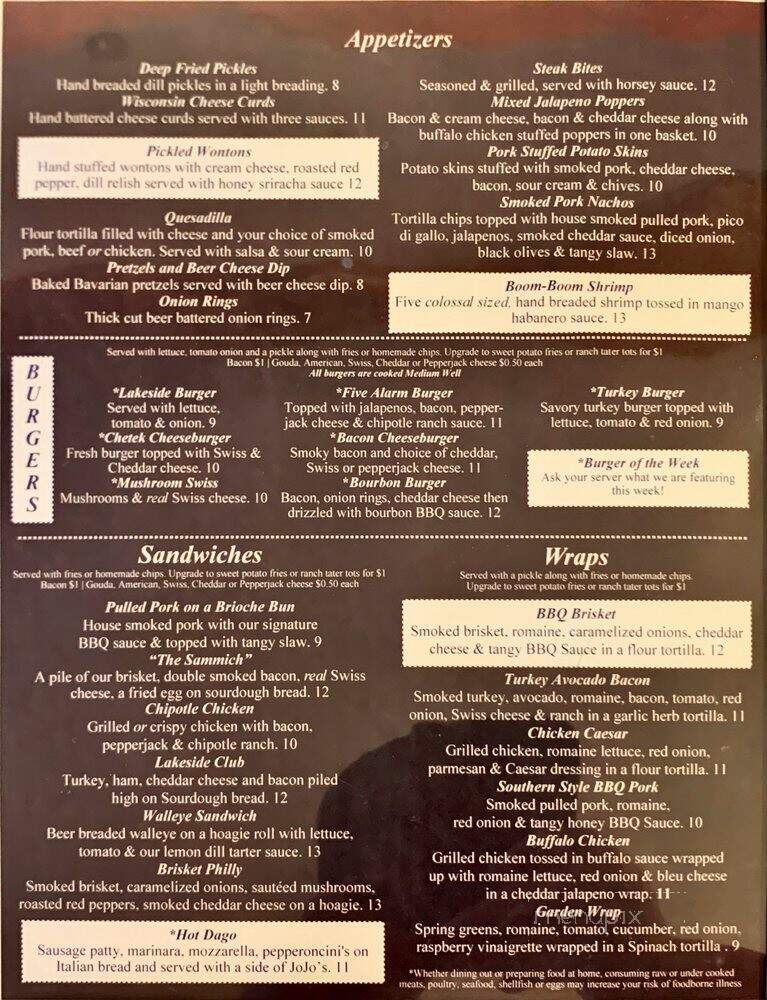 Pokegama Inn Supper Club - Chetek, WI menu_pic