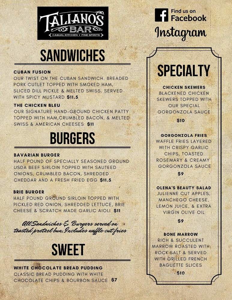 Hall At Taliano's - Fort Smith, AR menu_pic