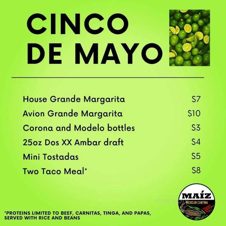 Maiz Mexican Cantina - Ypsilanti, MI menu_pic