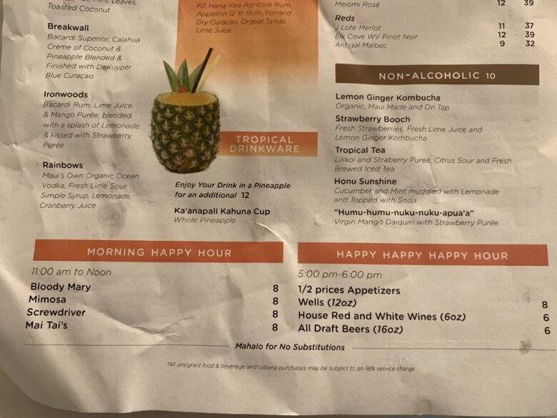 Pau Huaka'i Tiki Bar - Lahaina, HI menu_pic