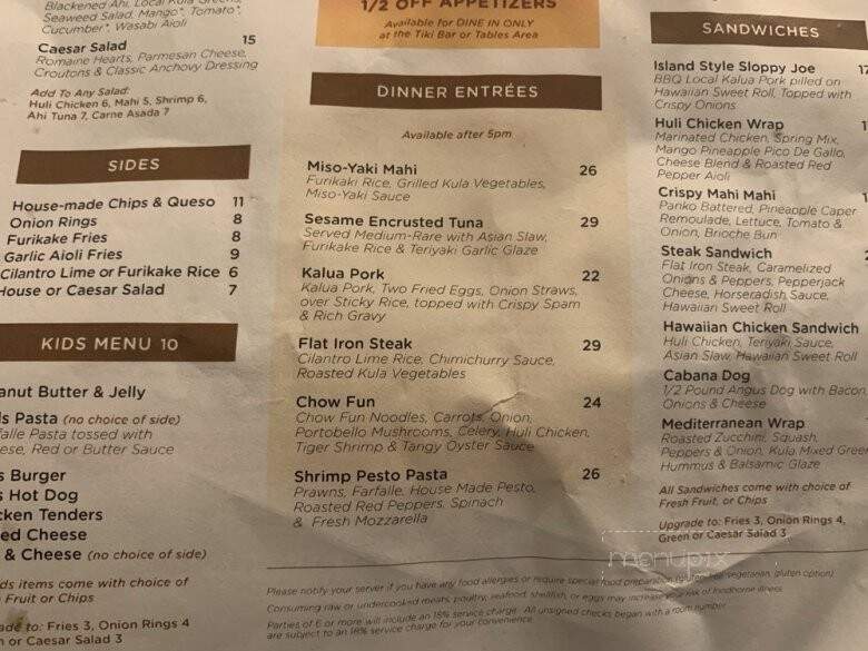 Pau Huaka'i Tiki Bar - Lahaina, HI menu_pic