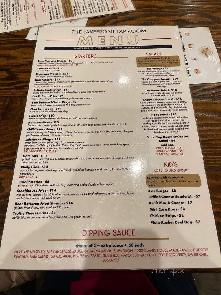 The Lakefront Taproom Bar and Kitchen - Lake Arrowhead, CA menu_pic