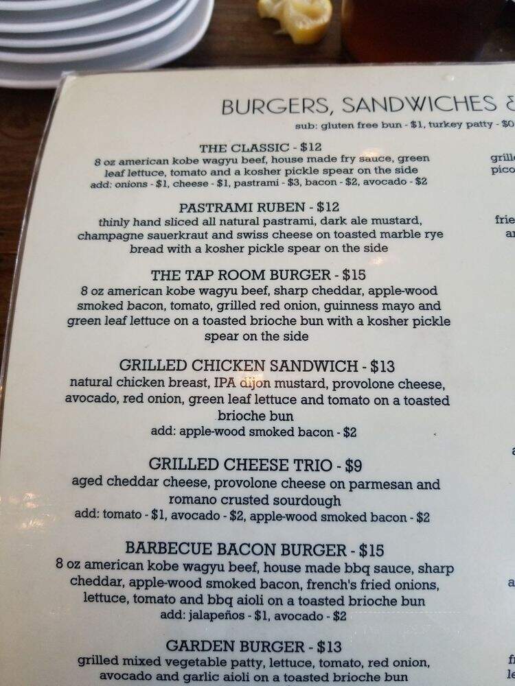 The Lakefront Taproom Bar and Kitchen - Lake Arrowhead, CA menu_pic