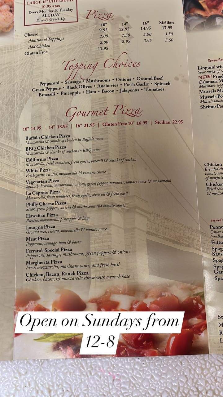 Ferrara Pizza and Pasta - Sylva, NC menu_pic