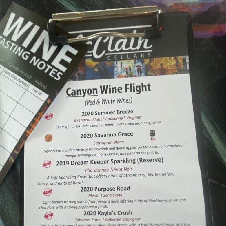 McClain Cellars - Laguna Beach, CA menu_pic