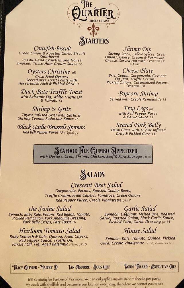 The Quarter Creole Cuisine - Claremont, CA menu_pic