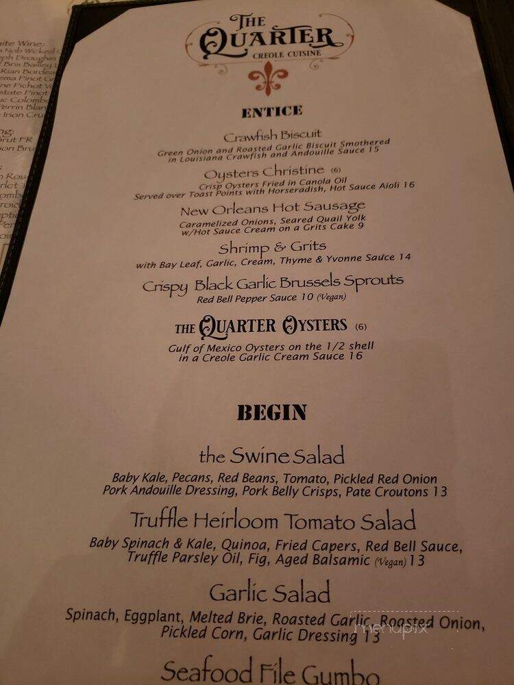 The Quarter Creole Cuisine - Claremont, CA menu_pic