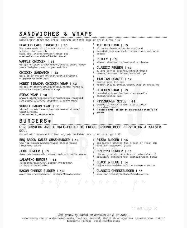 1933 Grill - Belle Vernon, PA menu_pic