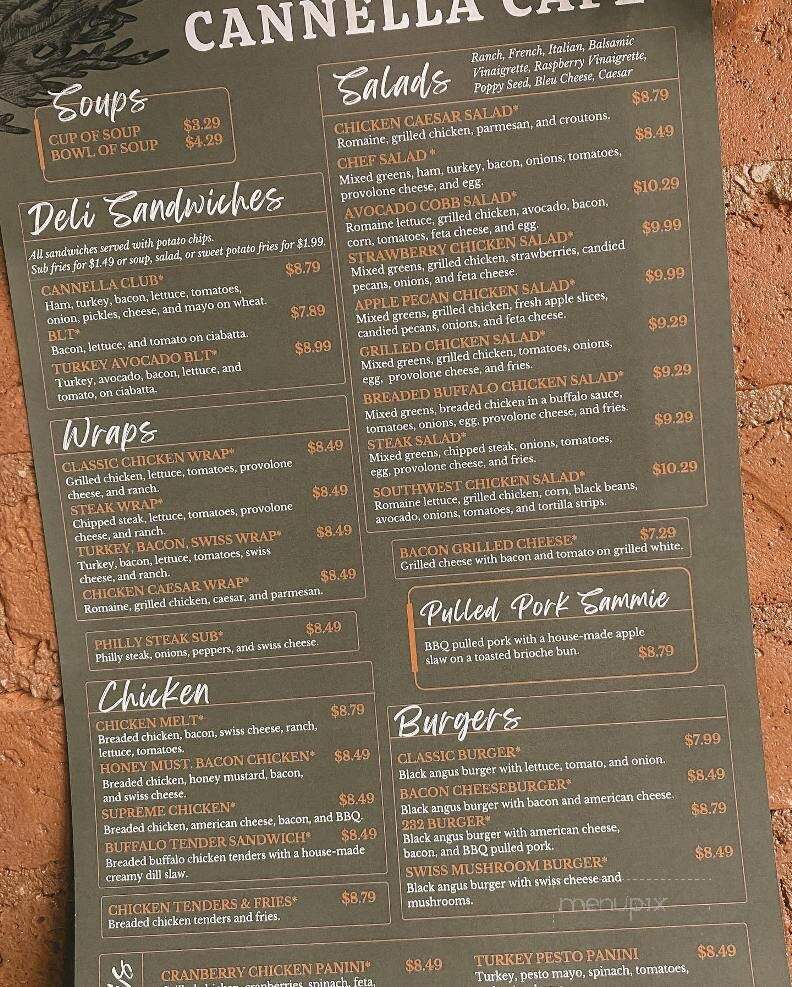 Cannella Cafe - Butler, PA menu_pic