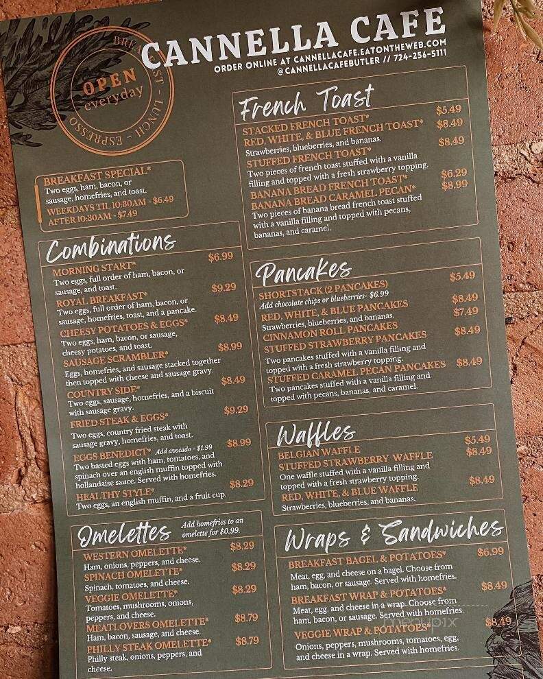 Cannella Cafe - Butler, PA menu_pic