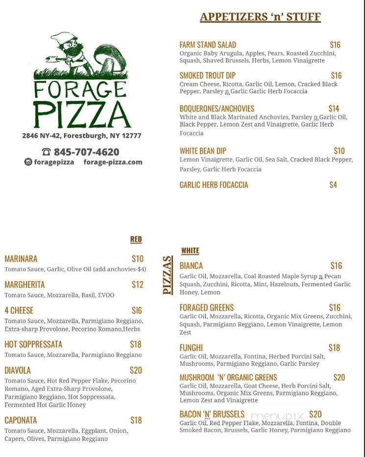 Forage Pizza - Forestburgh, NY menu_pic