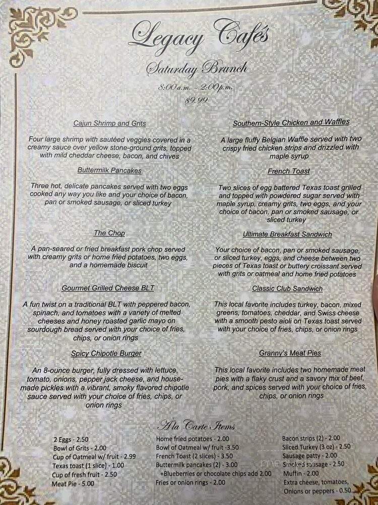 Legacy Cafe - Natchitoches, LA menu_pic