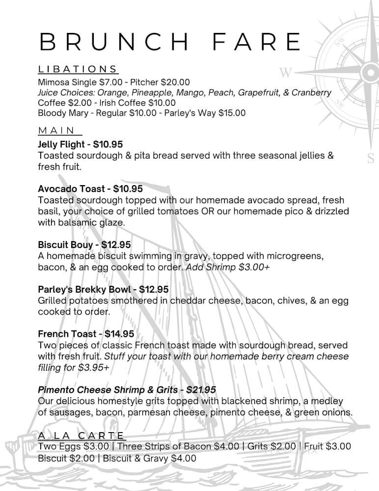 Parleys Sip and Steam - Washington, NC menu_pic
