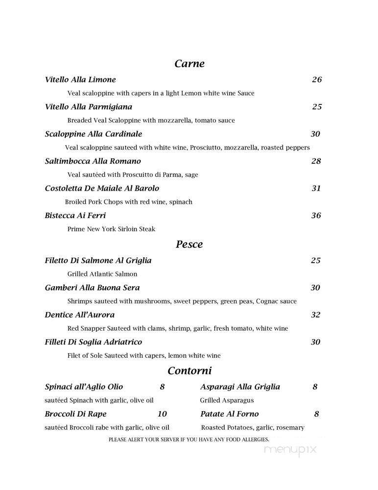 Buona Sera Ristorante - Havertown, PA menu_pic