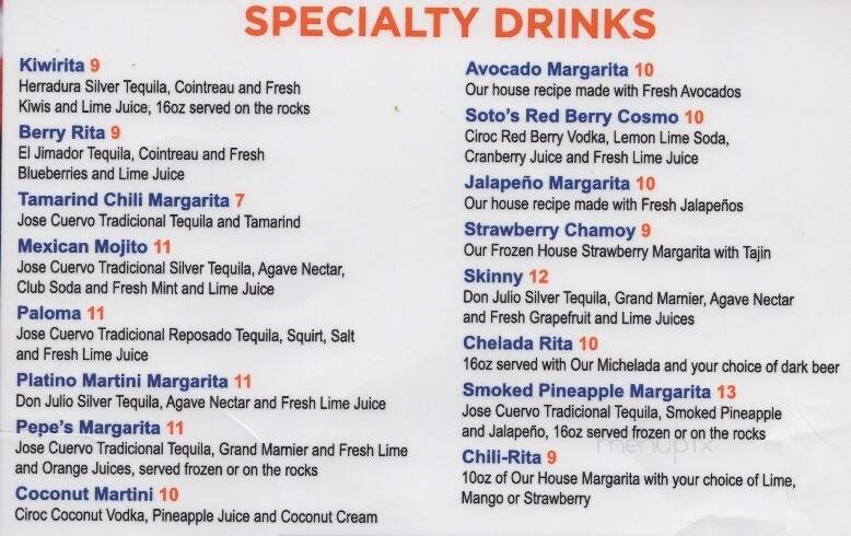 Soto's Cantina - Houston, TX menu_pic