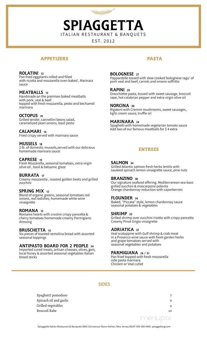 Spiaggetta - Stone Harbor, NJ menu_pic