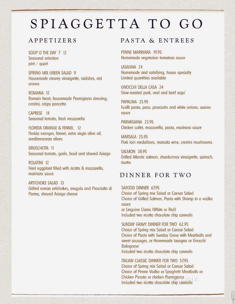 Spiaggetta - Stone Harbor, NJ menu_pic