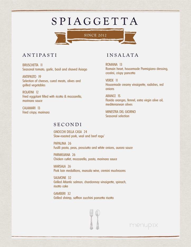 Spiaggetta - Stone Harbor, NJ menu_pic