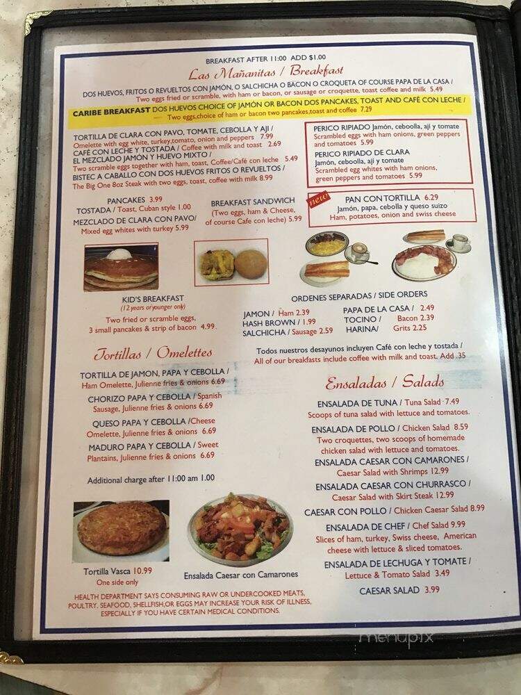 Caribe Restaurant - Miami, FL menu_pic
