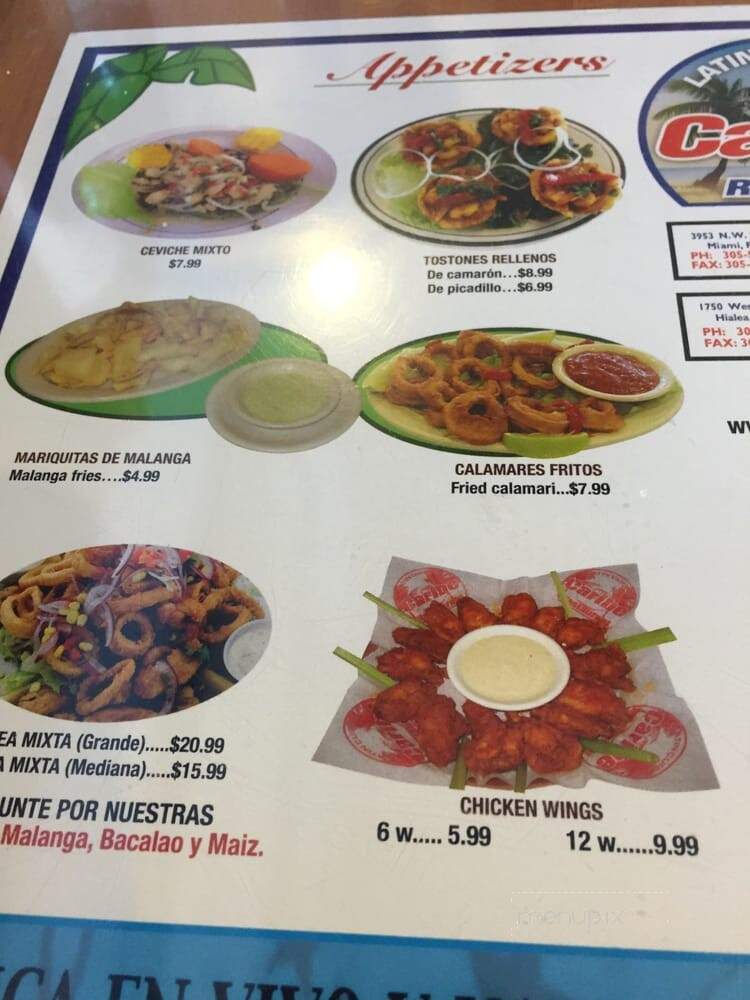 Caribe Restaurant - Miami, FL menu_pic