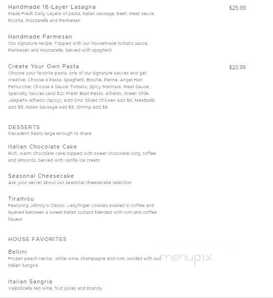 Johnny Carino's Italian - Pigeon Forge, TN menu_pic