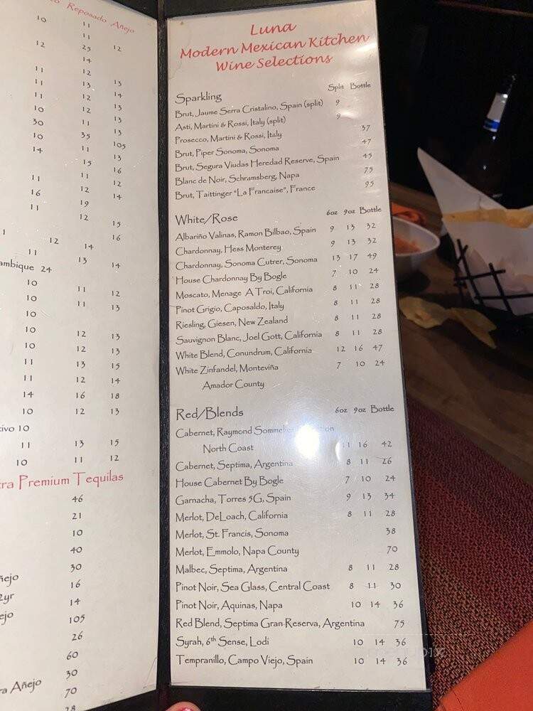 Luna Modern Mexican Kitchen - Corona, CA menu_pic