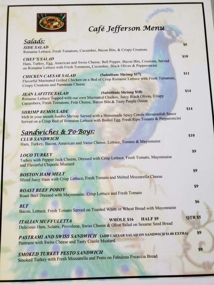 Cafe Jefferson - New Iberia, LA menu_pic