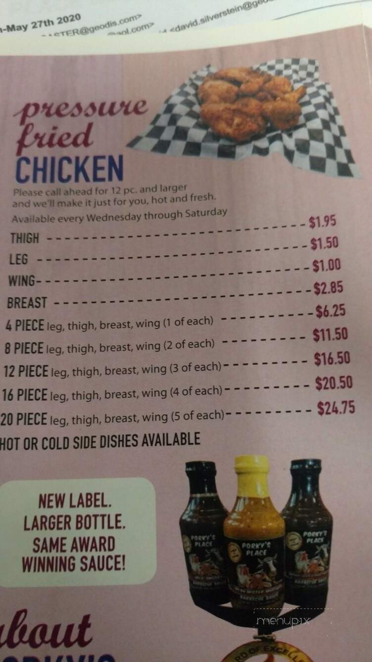 Porkys Place BBQ Carry-Out & Catering - York, PA menu_pic