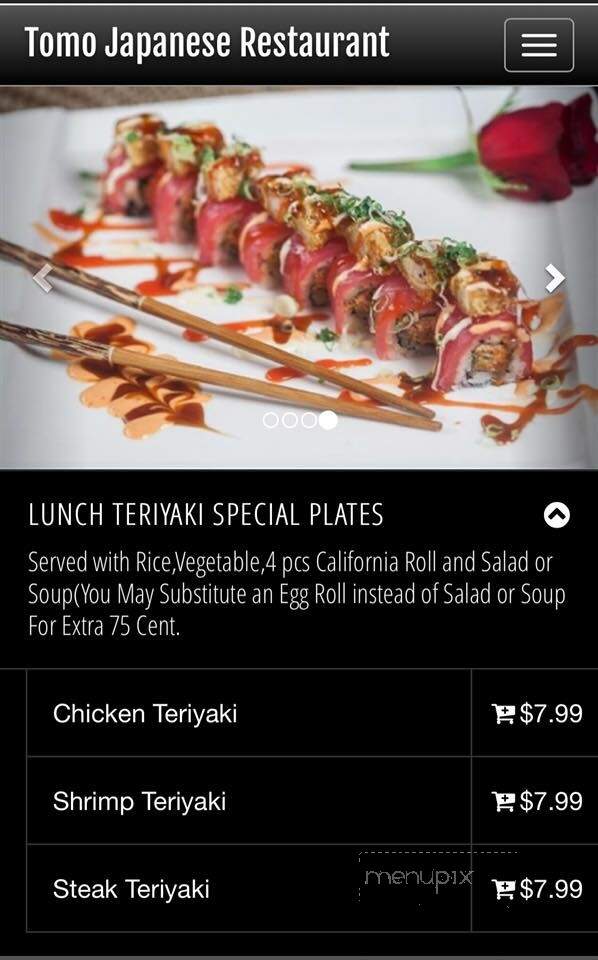 Tomo Japanese Restaurant - Rincon, GA menu_pic