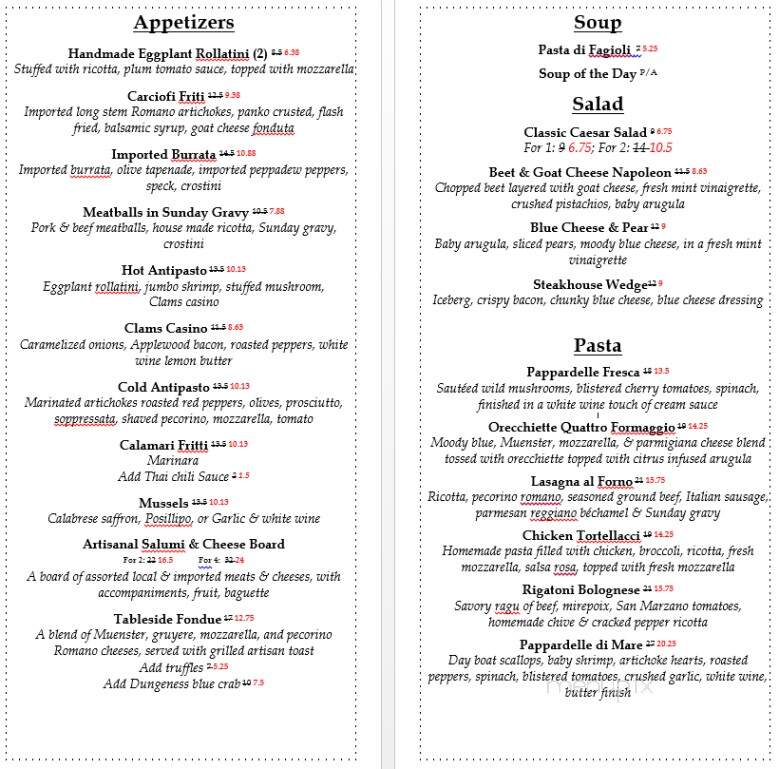 Limoncello - Goshen, NY menu_pic