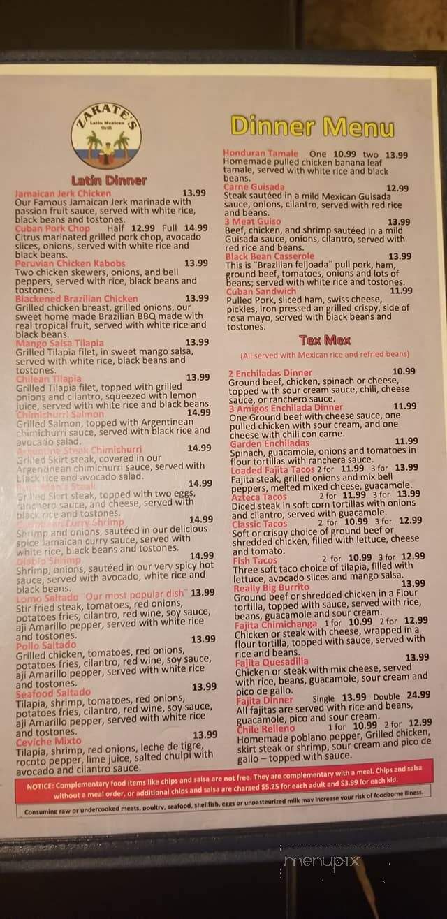 Zarate's Latin Mexican Grill - Edmond, OK menu_pic