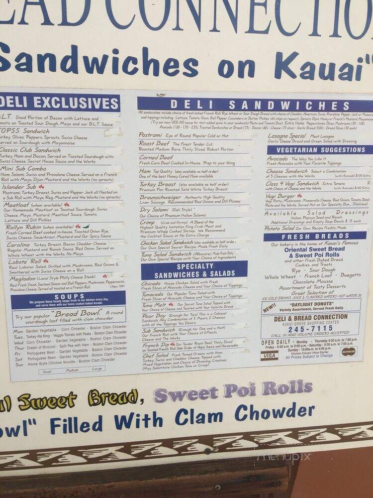 Deli & Bread Connection - Lihue, HI menu_pic
