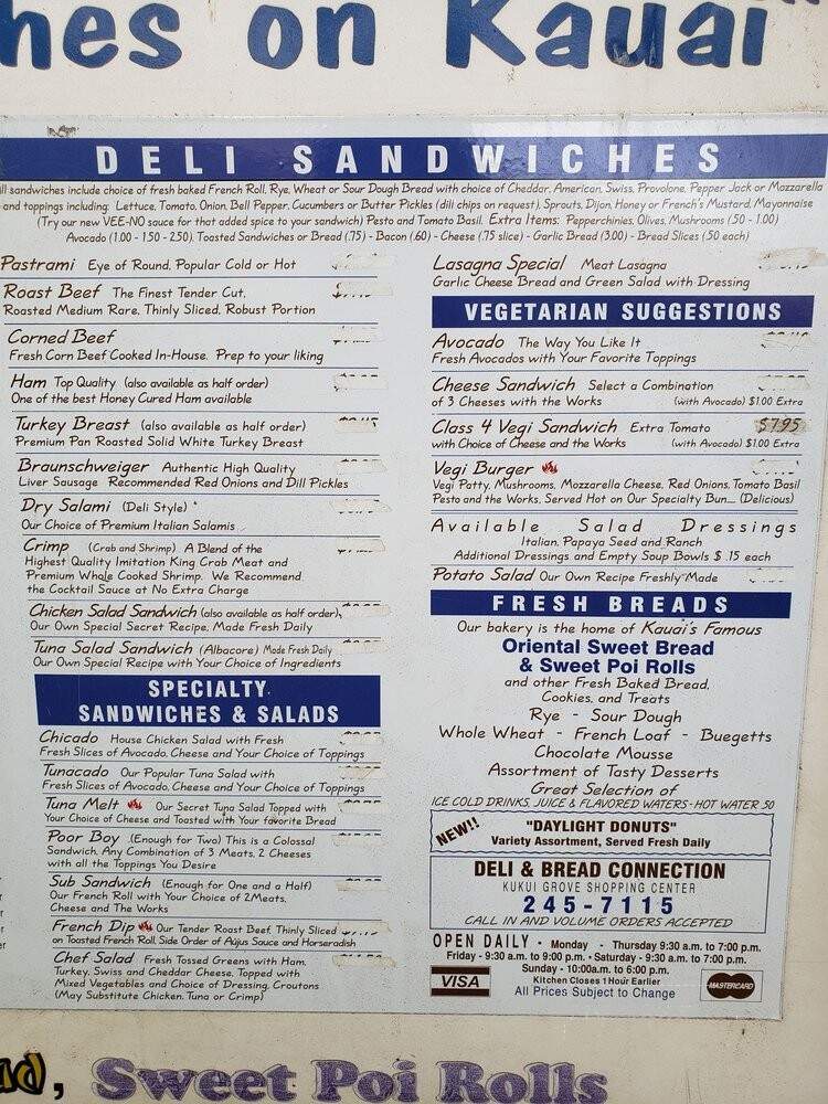 Deli & Bread Connection - Lihue, HI menu_pic