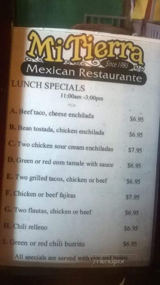 Mi Tierra Restaurant - Tucson, AZ menu_pic