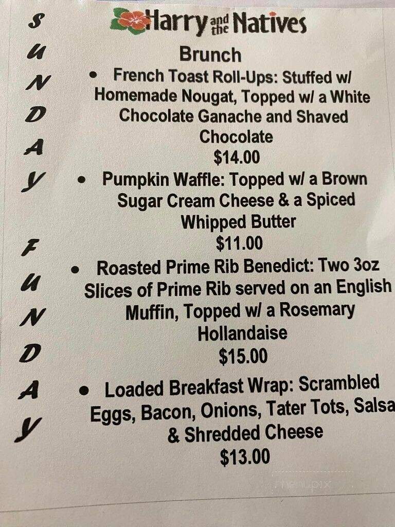 Harry & The Natives - Hobe Sound, FL menu_pic